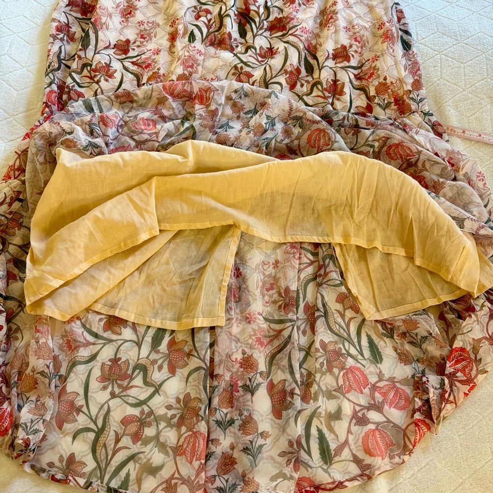 World Market orange cream floral maxi dress Size L/XL NWOT Bohemian Spring - Picture 7 of 12